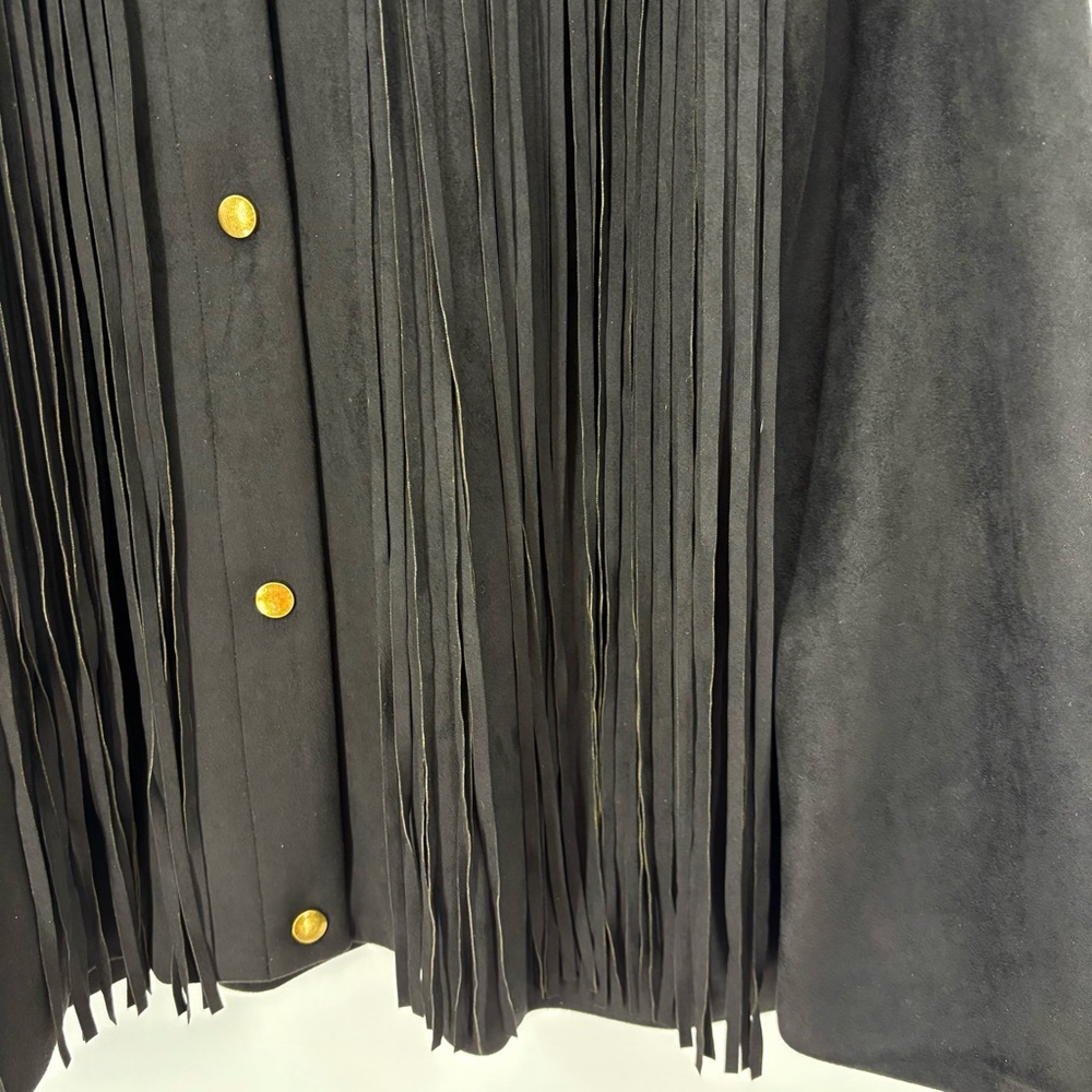 Tuckernuck Marant Fringe Faux Suede Black Shirt Jacket Size Medium - Picture 3 of 7